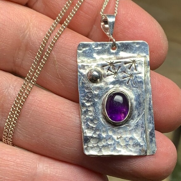 February Birthstone Pendant, Tanzanite On sterling Silver pendant - Picture 2 of 9